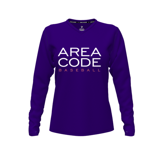 [FTLVCFPP-FYXS-LOGO2] Decker Comfort T-Shirt (Female Youth XS, Purple, V Neck, Logo 2, Long Sleeve)